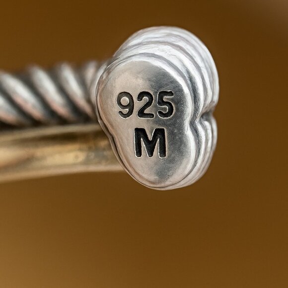 David Yurman 3mm Sterling Silver/Gold Crossover Bracelet - Picture 8 of 10